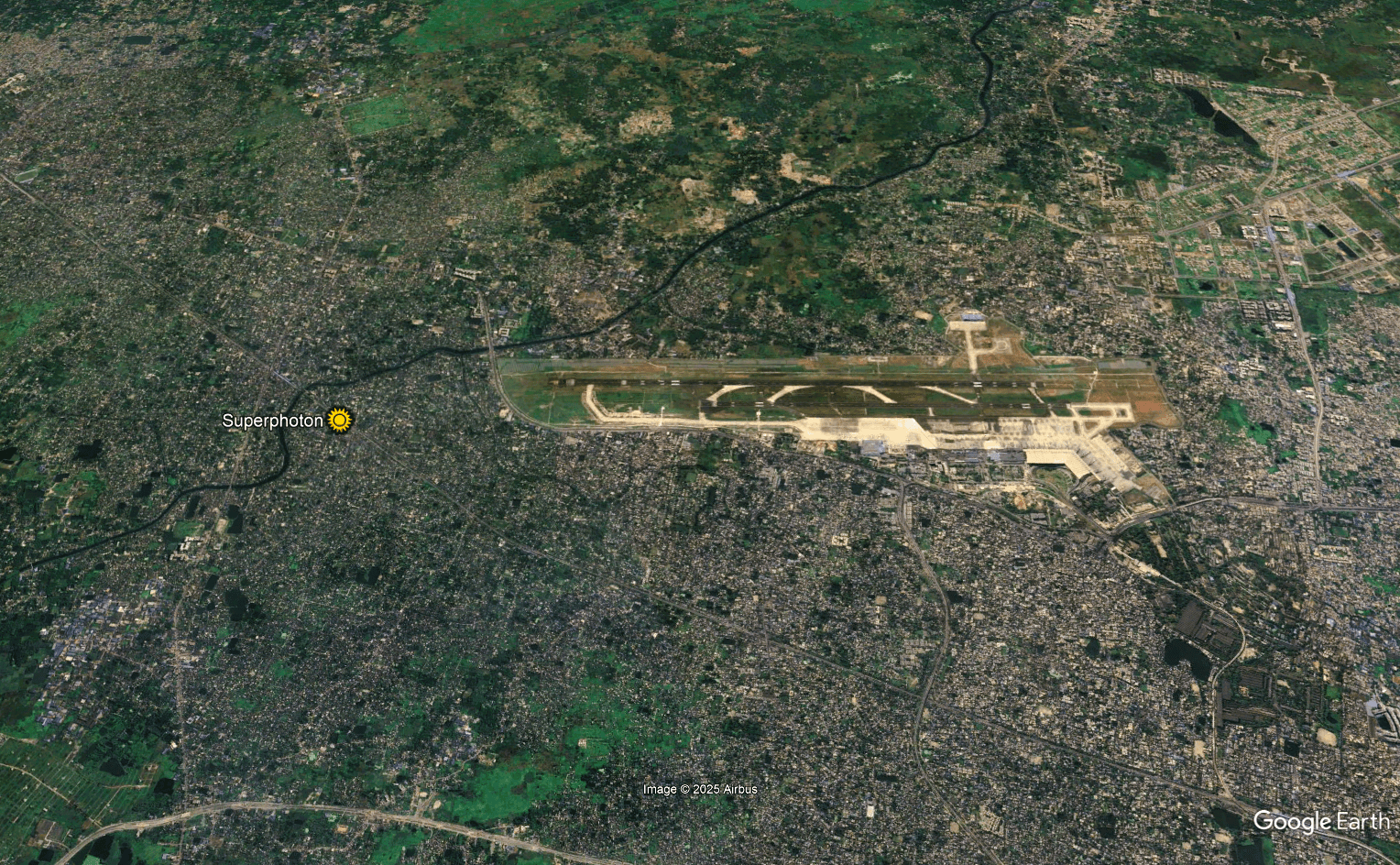 Satellite map image of Superphoton shop with respect to Kolkata Airport.