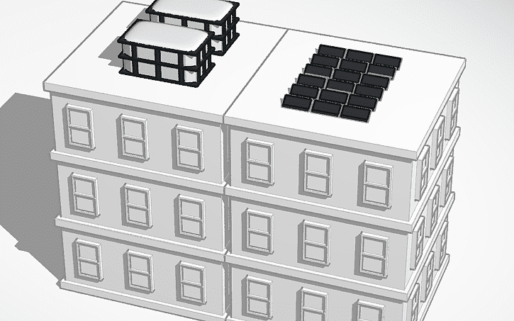 large apartment with overhead tank